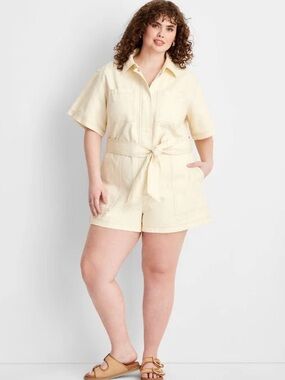 Women's Short Sleeve Utility Romper - Future Collective NWT size 1X
